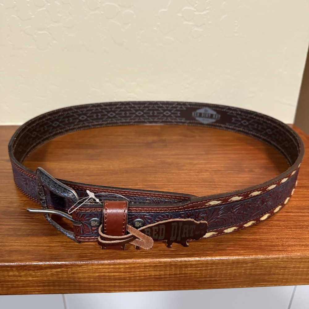 Red Dirt Hat Co. Men's Southwestern Western Cowboy Tooled Leather Belt 42